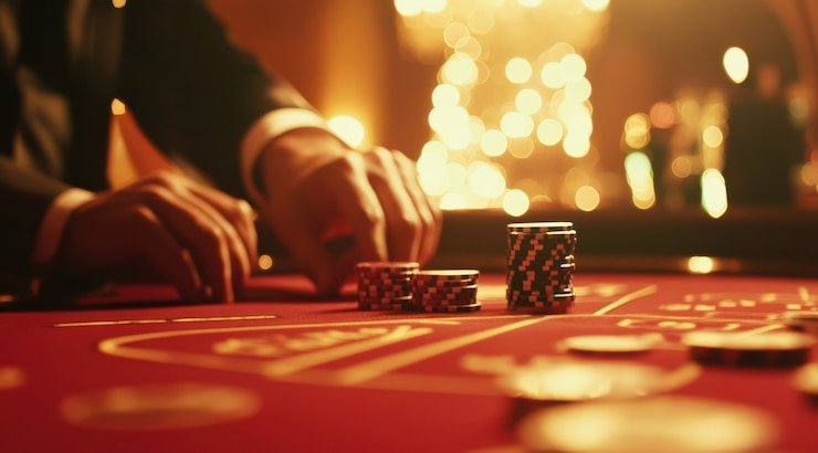 Tampilan antarmuka kasino langsung dollar188 di layar ponsel dengan meja baccarat dan dealer profesional